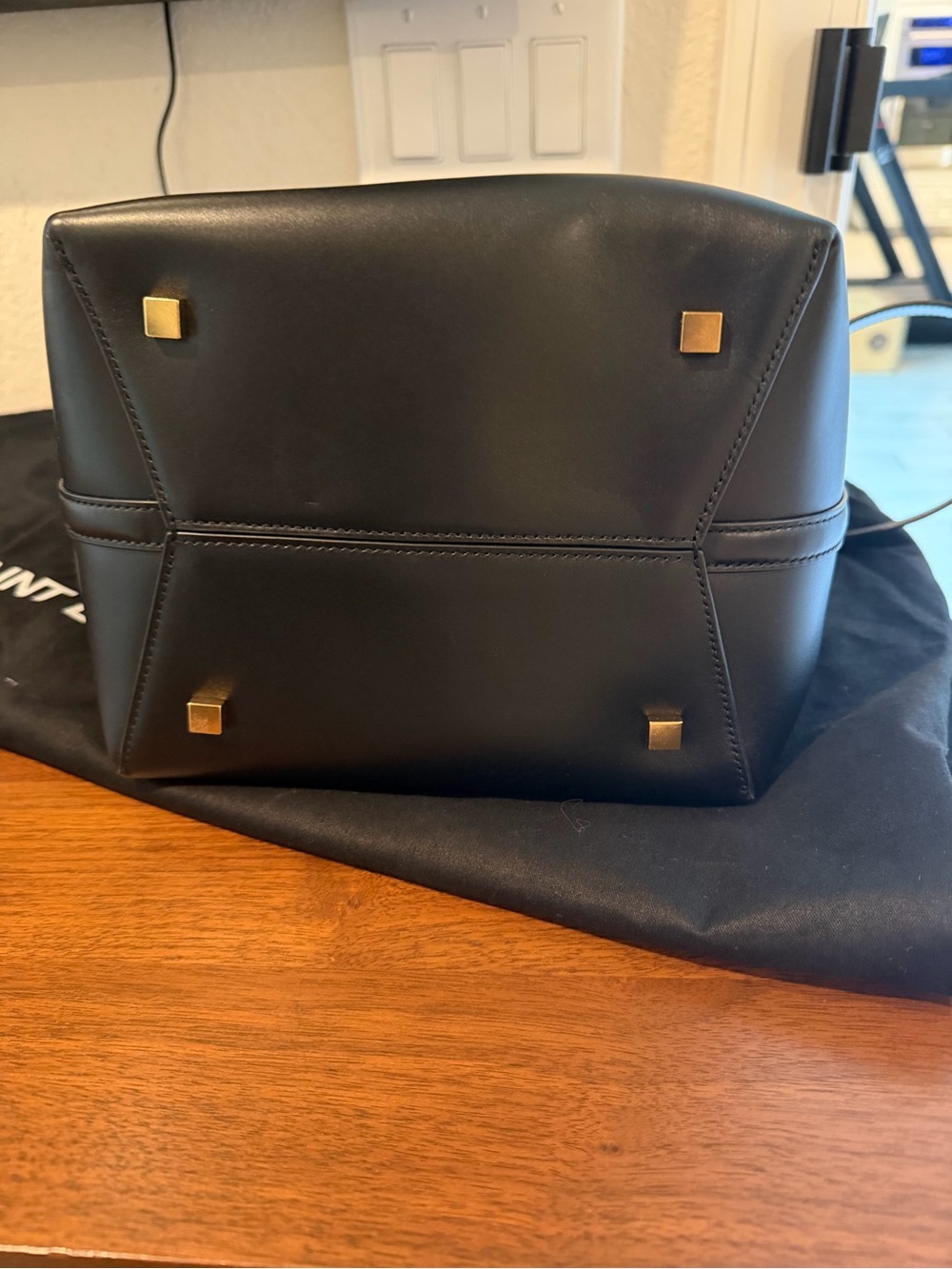 Saint Laurent Black Leather Top-Handle Tote with Gold YSL Hardware - Picture 7 of 13